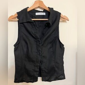 Faithfull the Brand Black Button-Down Blouse Size S